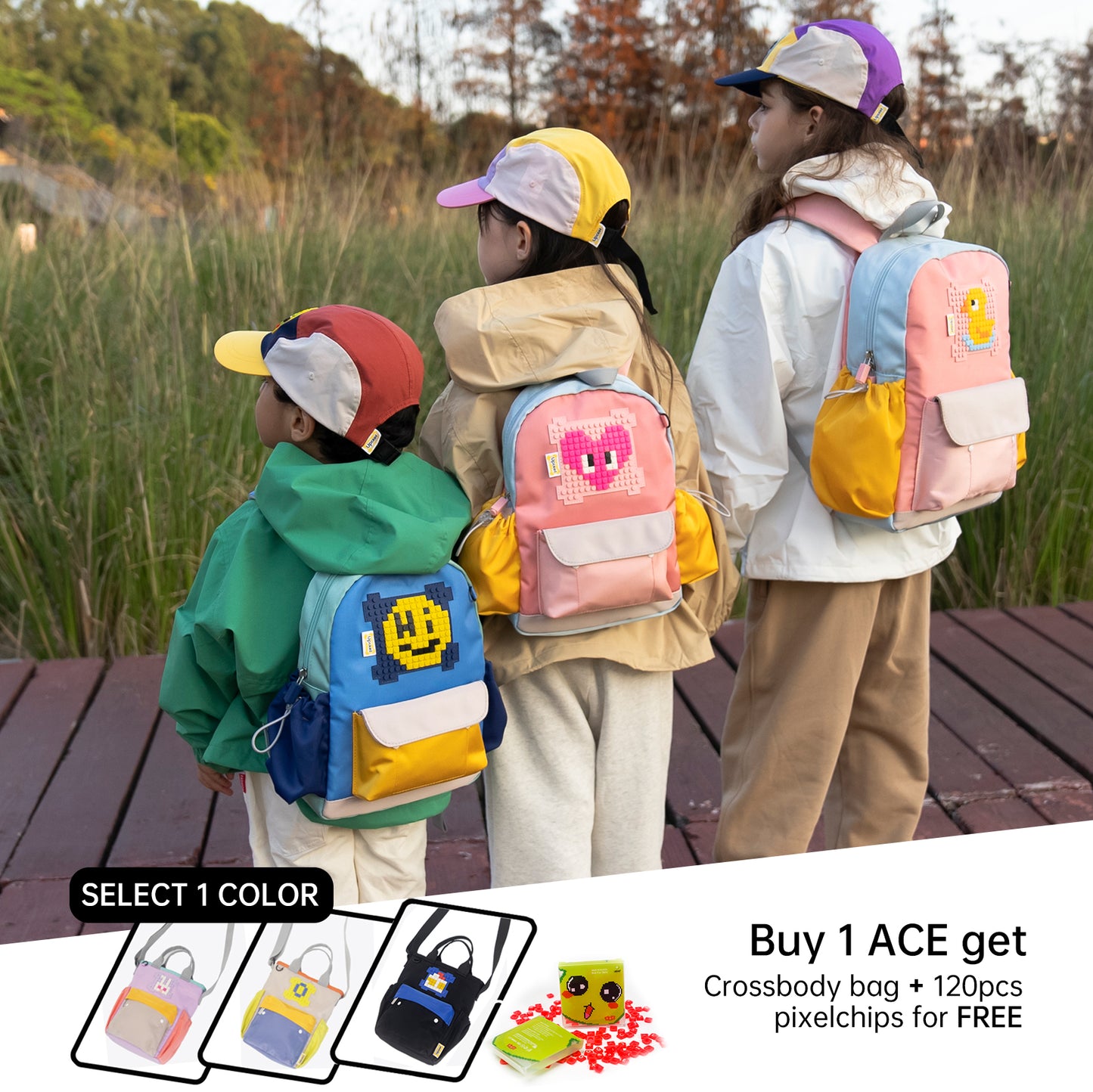UPIXEL ACE DIY Patterns Kid's Backpack for Outdoor Travel for Age 3-8