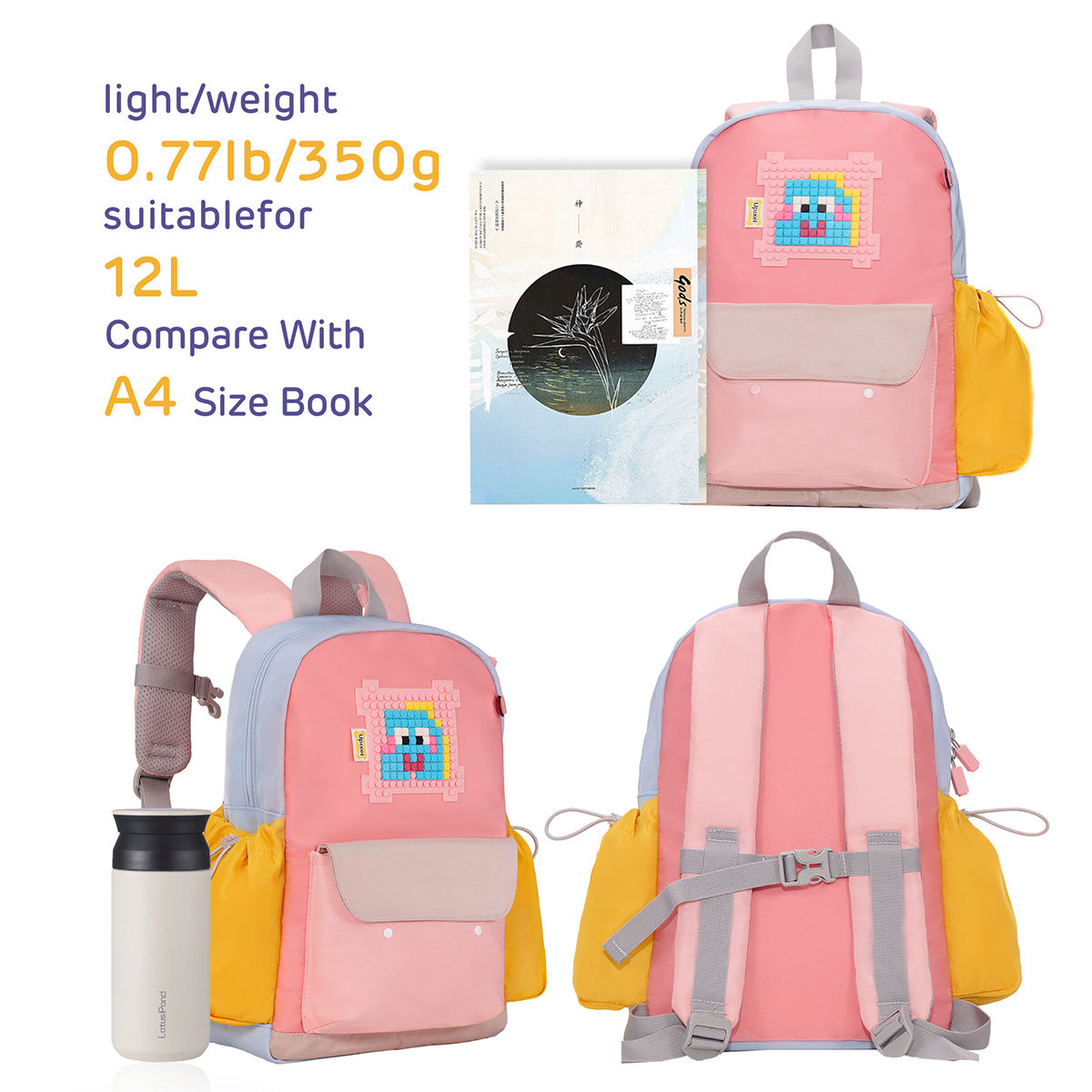 UPIXEL ACE Kids DIY Backpack Pink Color for Girls Age 3-8